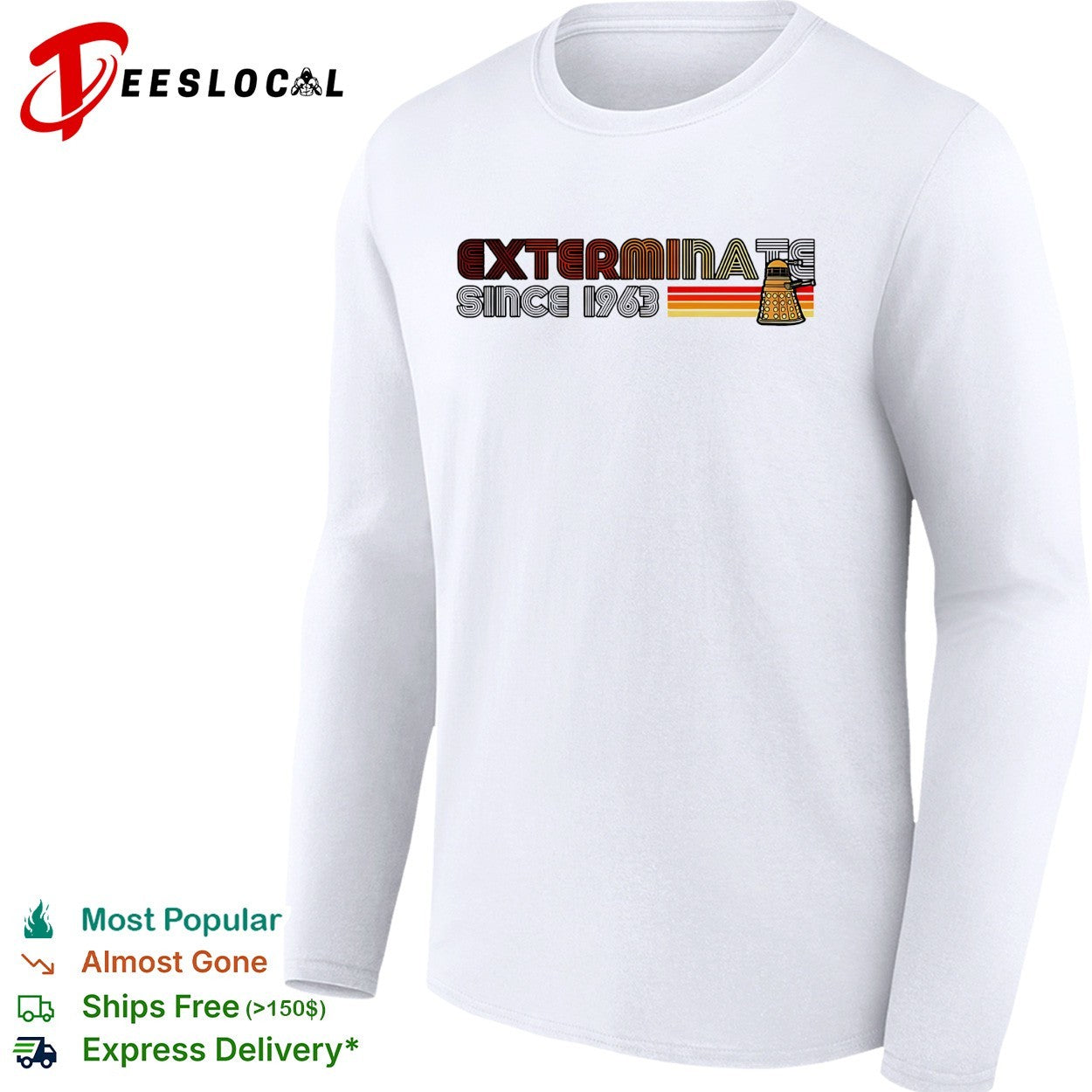 Dalek exterminate since 1963 Doctor Who retro stripe shirt