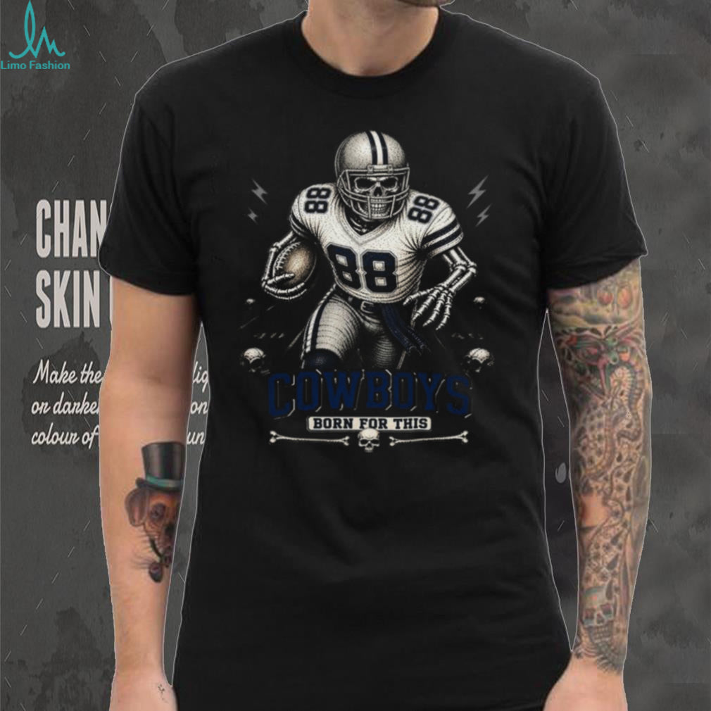 Dallas Cowboys Skeleton Football Player Born For This Retro Sports Game Day Shirt