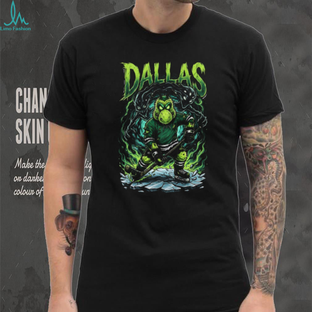 Dallas Hockey Alien Monster Mascot Ice Skating Graphic T Shirt