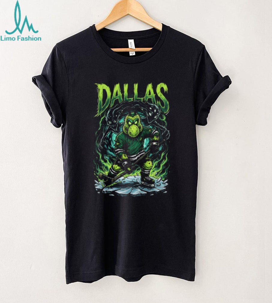 Dallas Hockey Alien Monster Mascot Ice Skating Graphic T Shirt