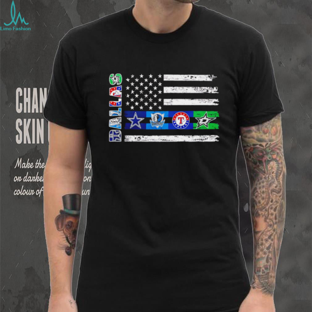 Dallas Texas Sports Team American Flag Grunge T Shirt