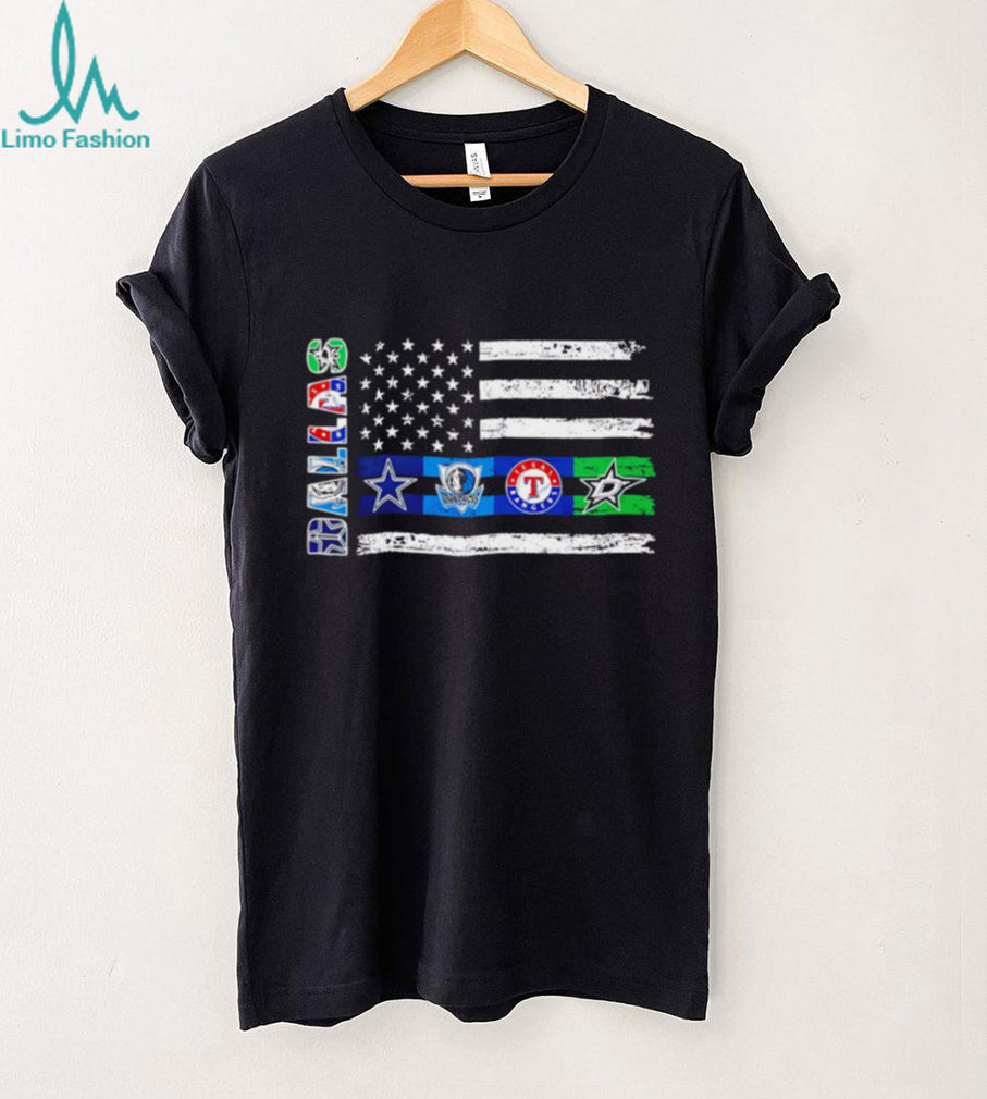 Dallas Texas Sports Team American Flag Grunge T Shirt