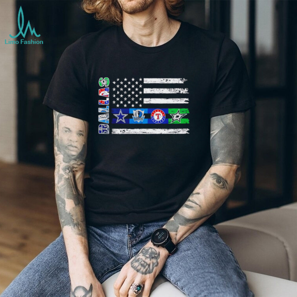 Dallas Texas Sports Team American Flag Grunge T Shirt