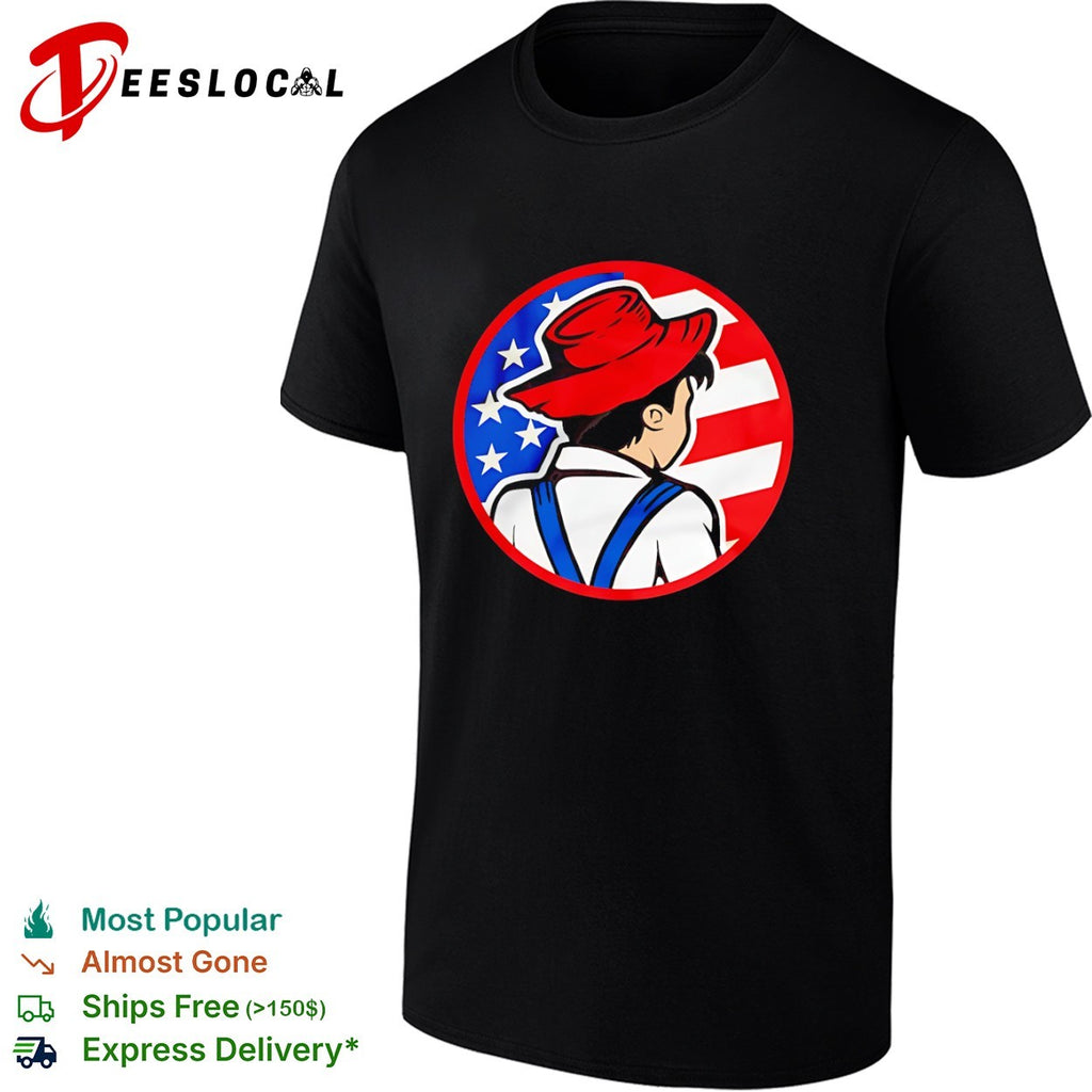 Dan Os American flag farmer boy shirt