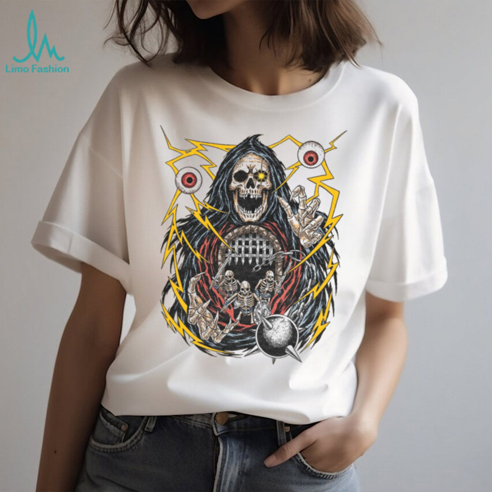Dark Fantasy Grim Reaper Skeleton Dungeon Master Graphic T Shirt