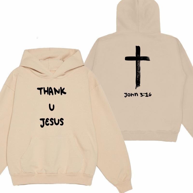 Daydrian Harding Thank U Jesus Pullover Hoodie, Unisex Men & Women, Professional Bible Verse Jesus Apparel Graphic, Old...
