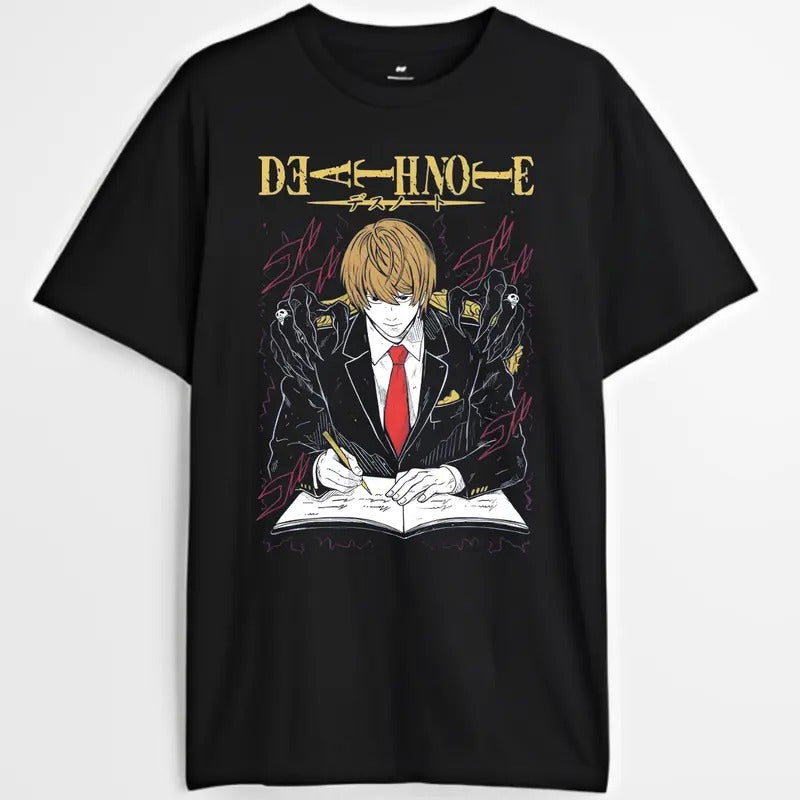 Death Note T-Shirt, Kira With Death Note Graphic Tee, Anime & Manga Gifts Cotton Menswear Hoodie, Sweatshirt | PodTeesHub.com