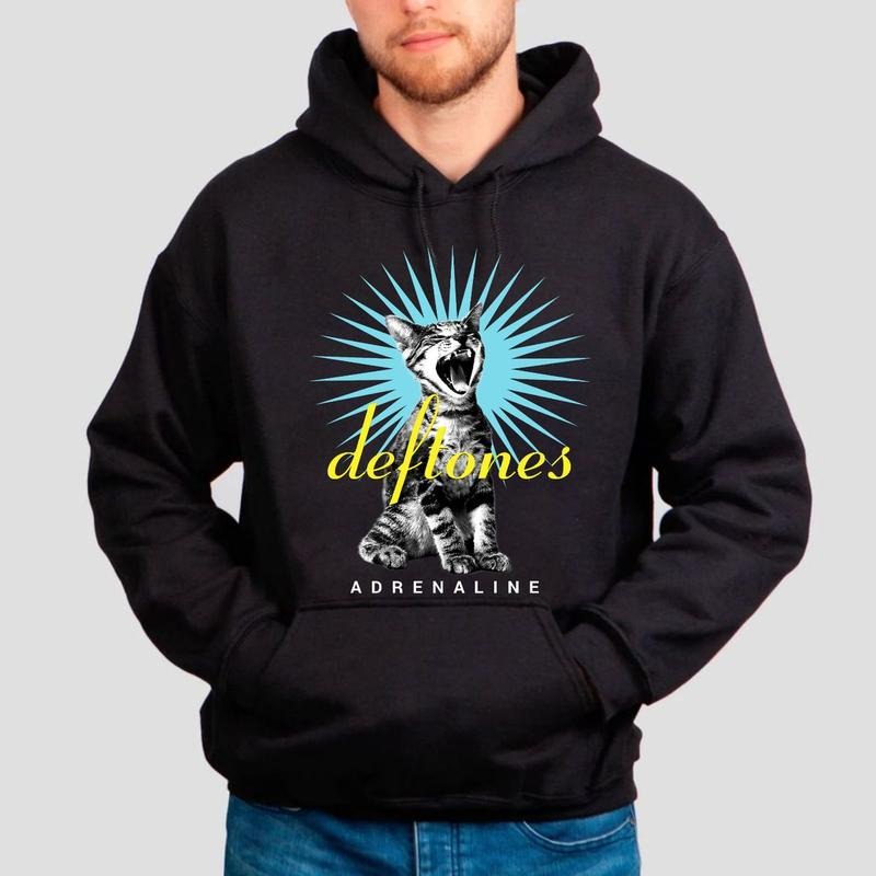 Deftoness Adrenaline Cat Hoodie, 90s Rock Band, Gift For Fans, Rock Music Shirt, Unisex Sweater Pullover Tee Sweatshirt
