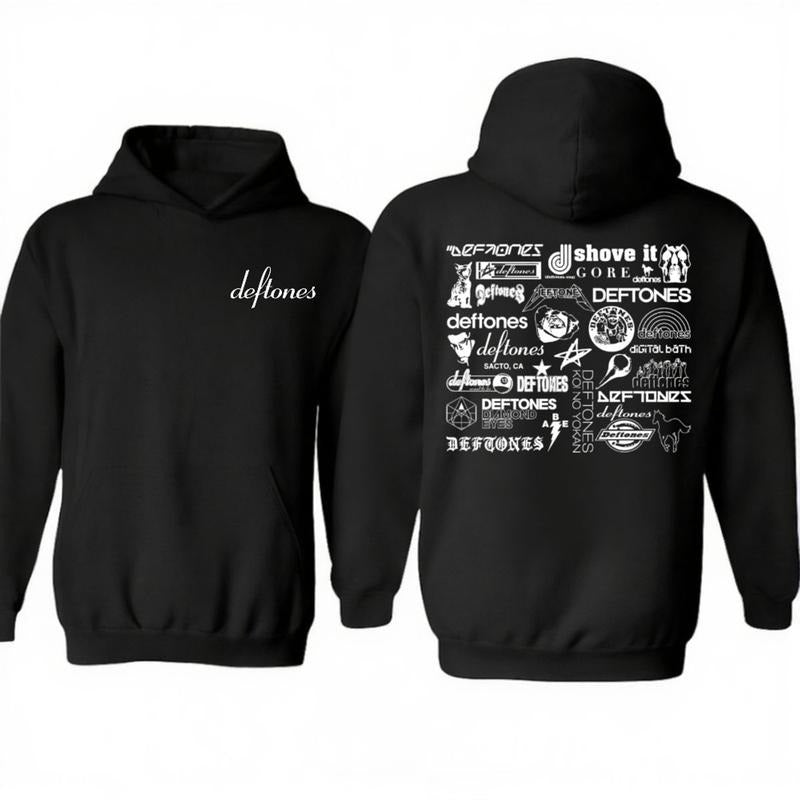 Deftoness Album Logo 2 Sides Hoodie, Hip Hop Fleece Sweatshirt, Heavy Metal Alternative, 90s Streetwear Fashion , Unisex...