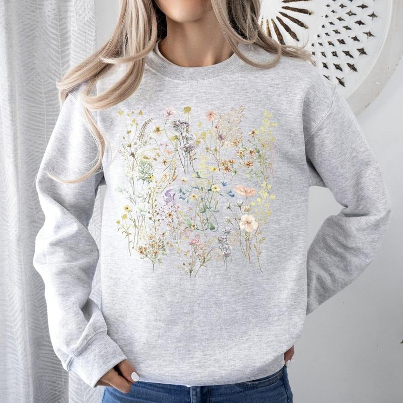 Delicate Wildflowers, Forest Meadow, Pressed Flowers Sweatshirt T-Shirts, Hoodie | PodTeesHub.com