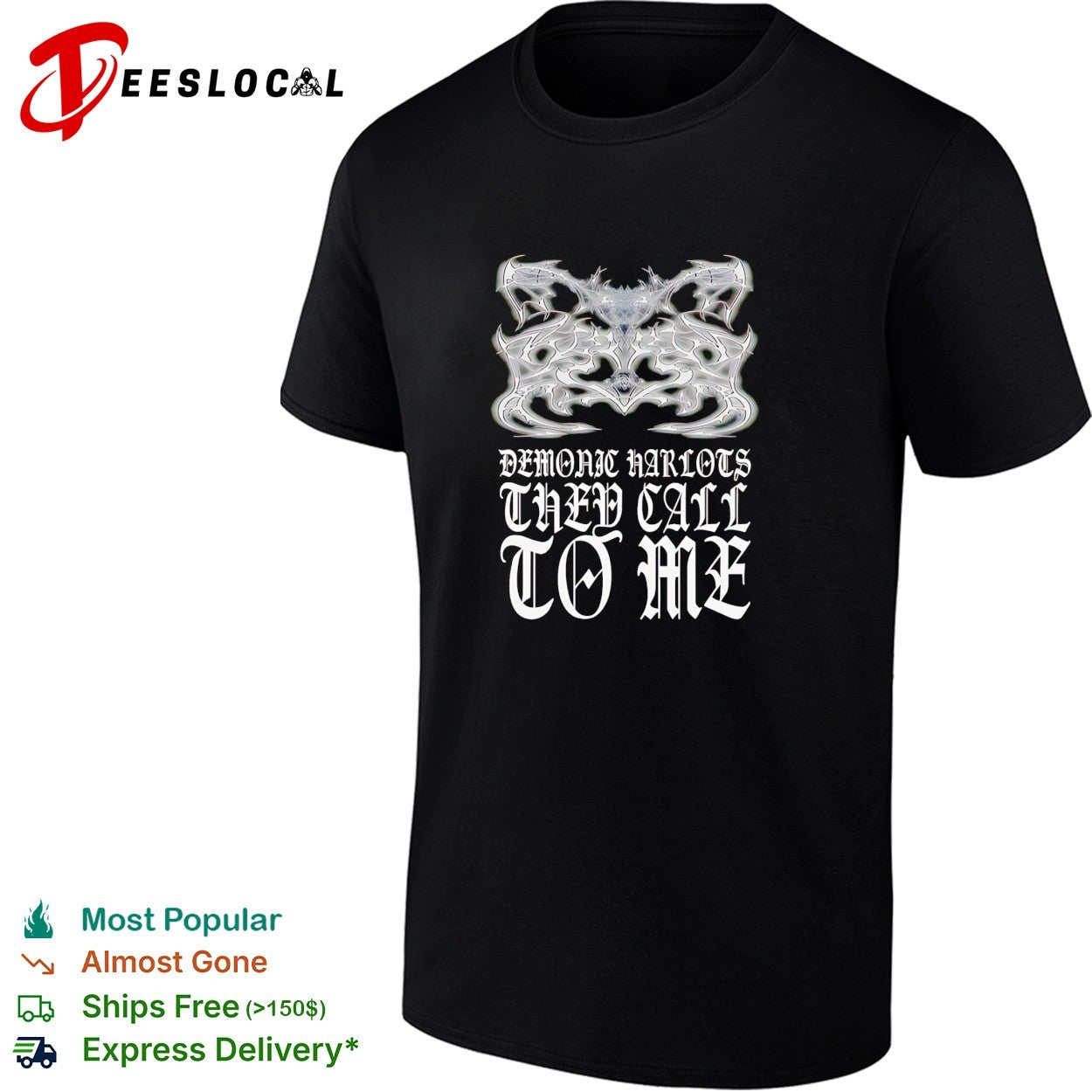 Demonic harlots they call to me gothic bat wing shirt