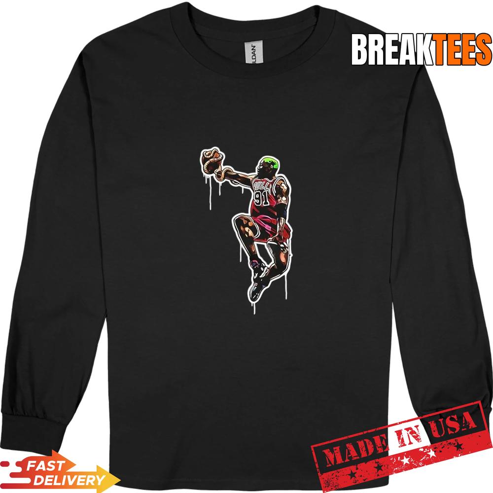 Dennis Rodman Chicago Bulls NBA The Worm graffiti T-Shirt