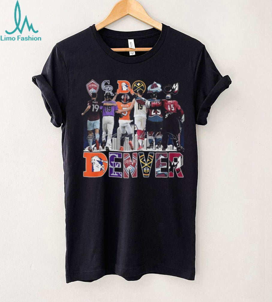 Denver City Sports Teams Together Combined Logo Skyline Players Retro Fan Souvenir Shirt