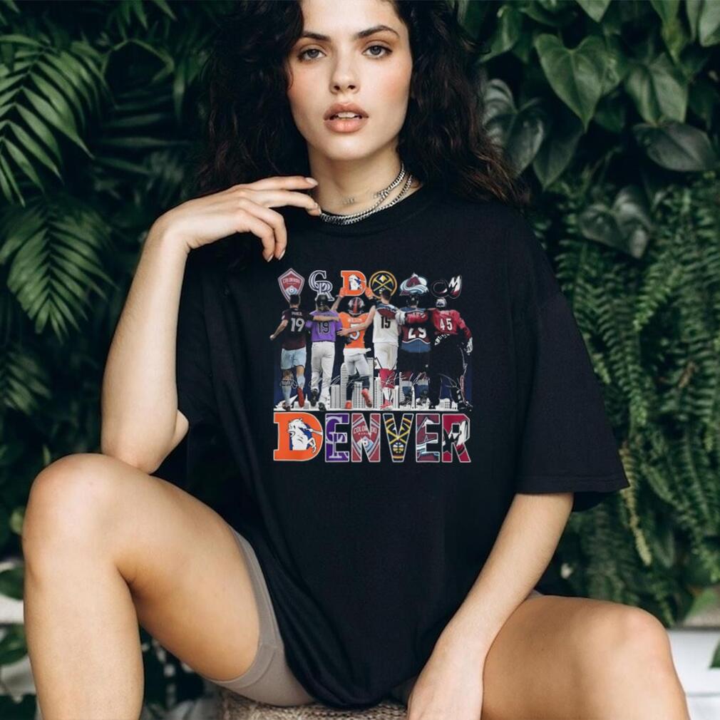 Denver City Sports Teams Together Combined Logo Skyline Players Retro Fan Souvenir Shirt