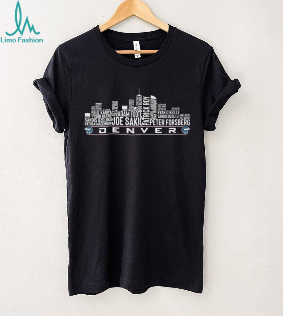 Denver Colorado Hockey Team City Skyline Text Typography Word Cloud Vintage Sports Shirt