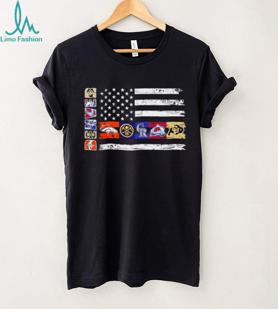Denver Colorado Sports Team American Flag Grunge T Shirt
