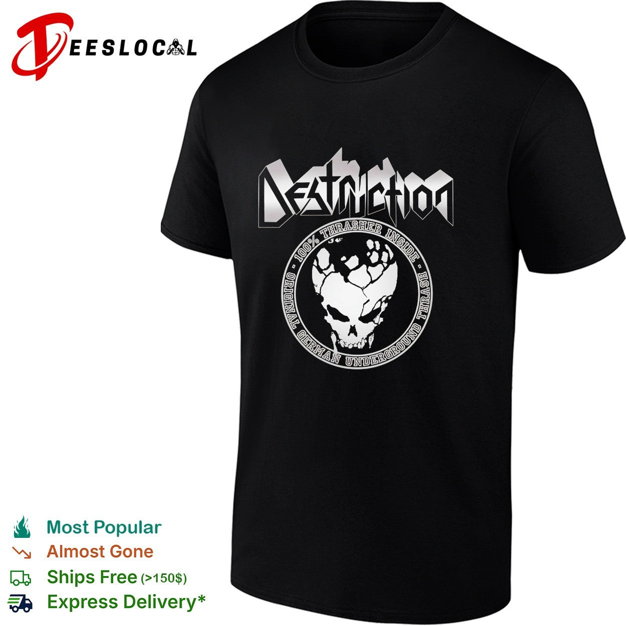 Destruction 100 thrasher inside original German underground thrash skull shirt