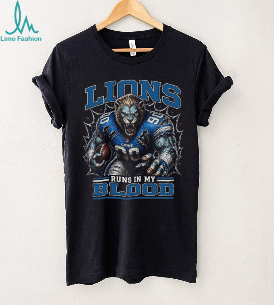 Detroit Lions Football Team Runs In My Blood Fan Retro Vintage Men Shirt