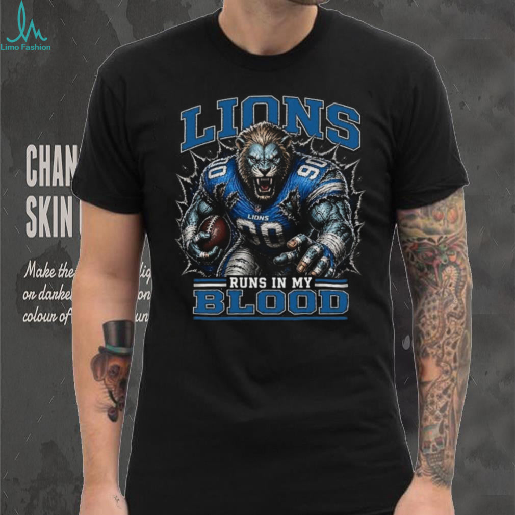 Detroit Lions Football Team Runs In My Blood Fan Retro Vintage Men Shirt