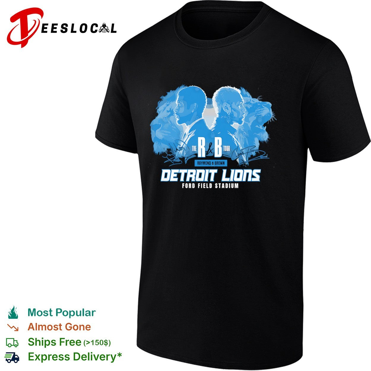 Detroit Lions the R B tour Raymond Brown Ford Field stadium animal faces shirt