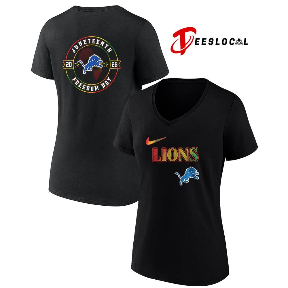Detroit Lions x Juneteenth Strong freedom day logo shirt