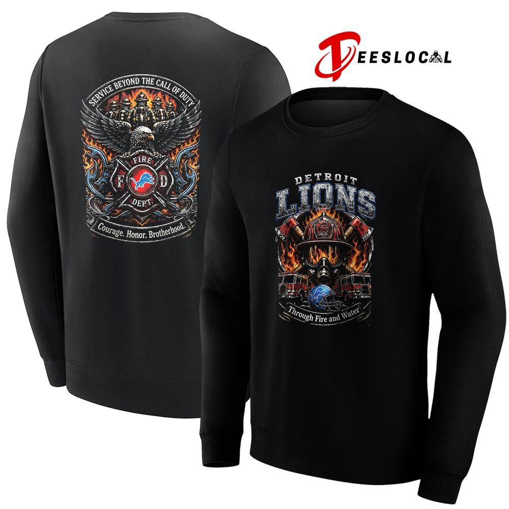 Detroit Lions x through fire and water service beyond the call of duty shirt