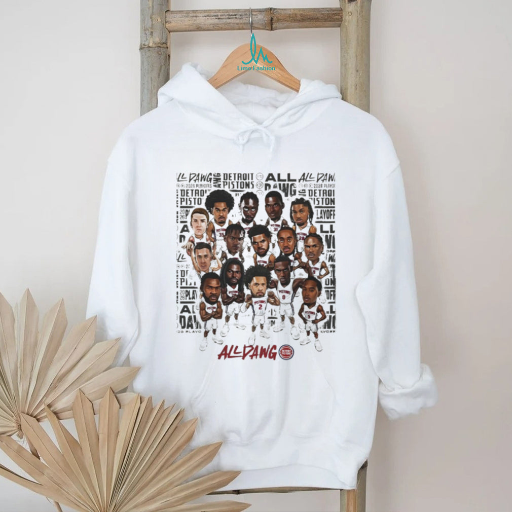 Detroit Pistons All Dawg Team Cartoon Roster Basketball T Shirt