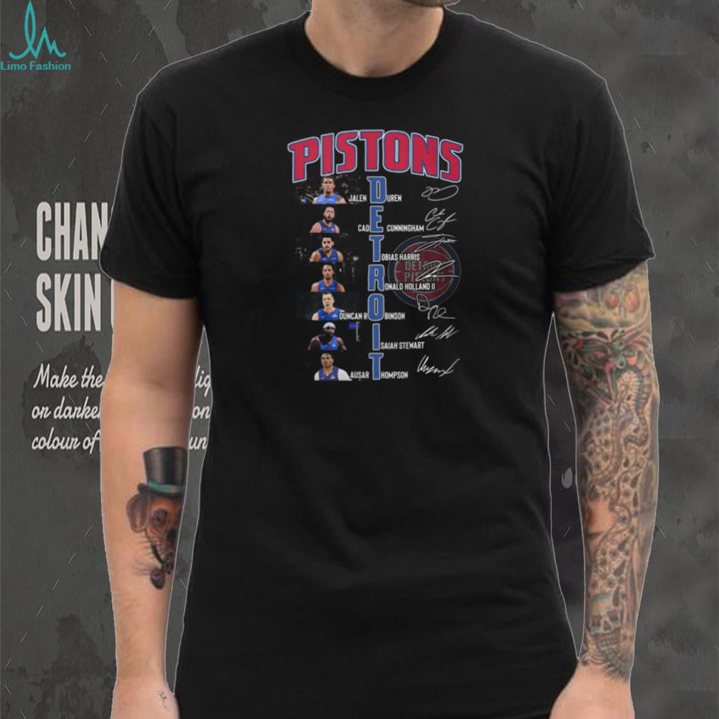Detroit Pistons NBA Basketball Team Duren Cunningham Harris Robinson Players Signatures T Shirt