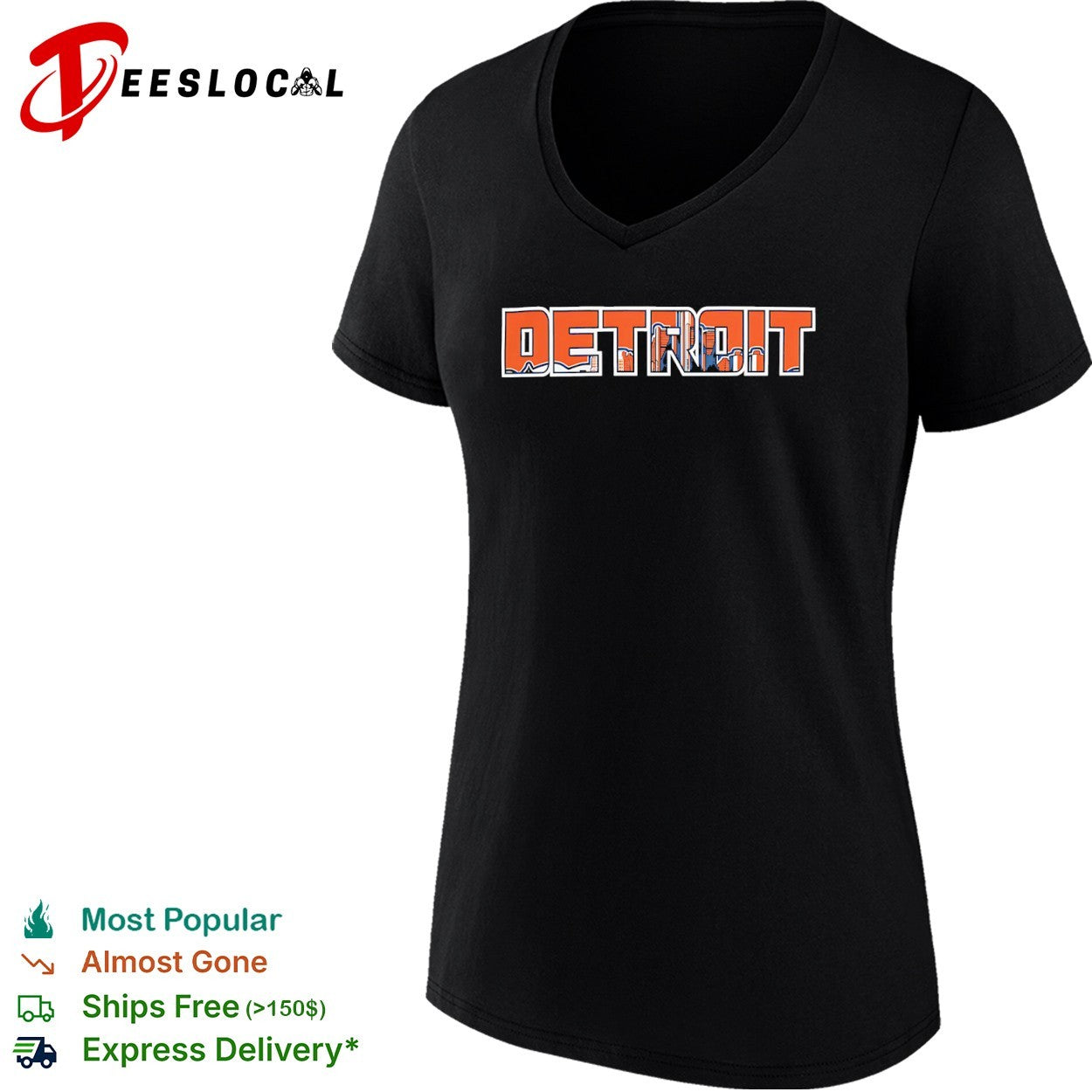 Detroit Skyline Text Design and City Landmark Cityscape Shirt