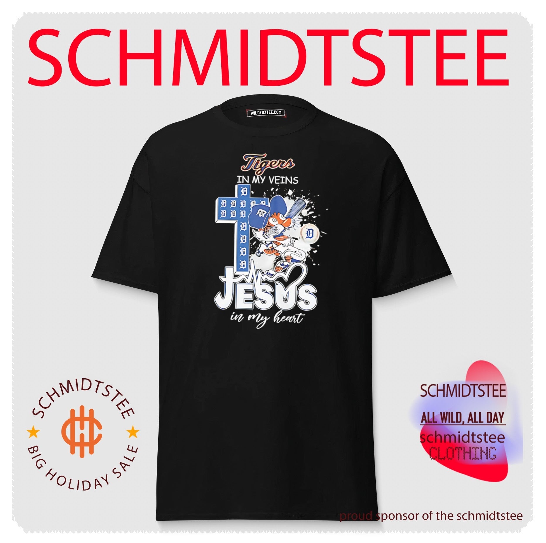 Detroit Tiger in my veins Jesus in my heart shirt