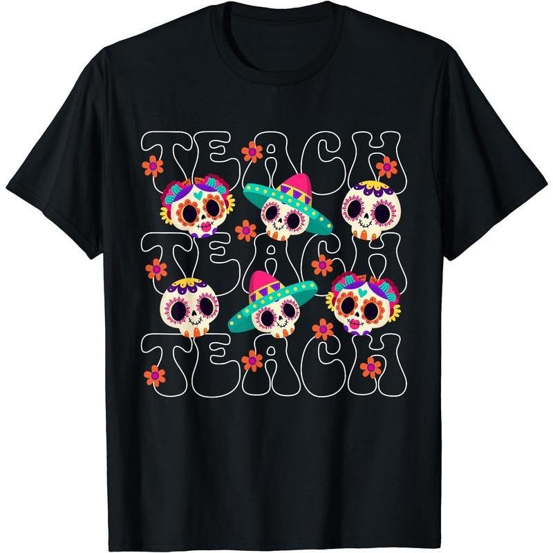 Dia De Los Muertos Teacher Mexican Skull Day Of The Dead T-Shirt Hoodie, Sweatshirt | PodTeesHub.com