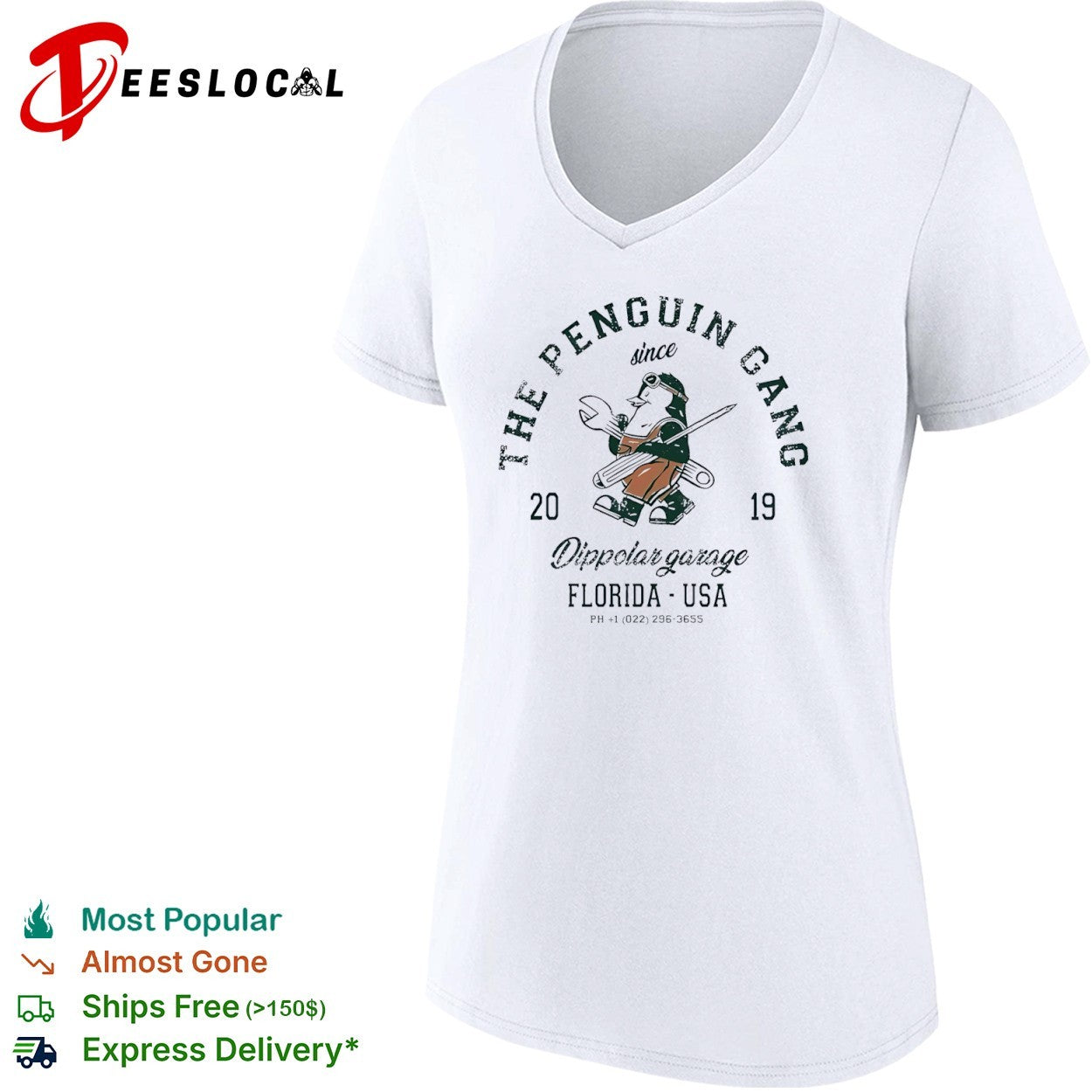 Dippolar Garage Florida USA the penguin gang since 2019 mechanic shirt
