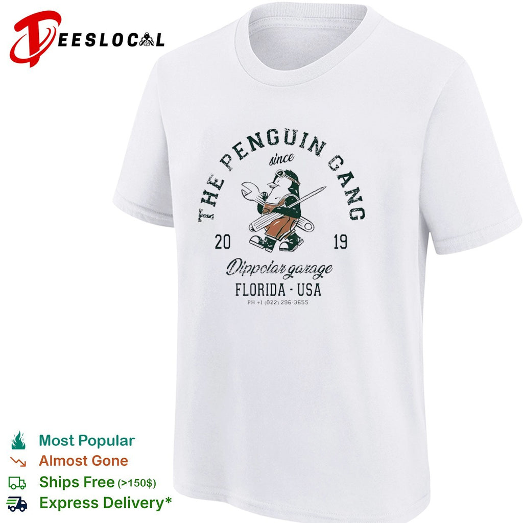 Dippolar Garage Florida USA the penguin gang since 2019 mechanic shirt