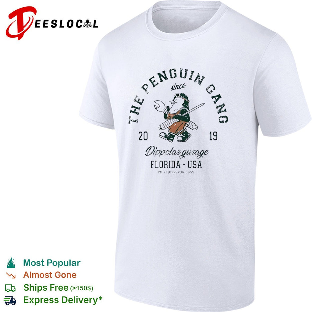 Dippolar Garage Florida USA the penguin gang since 2019 mechanic shirt