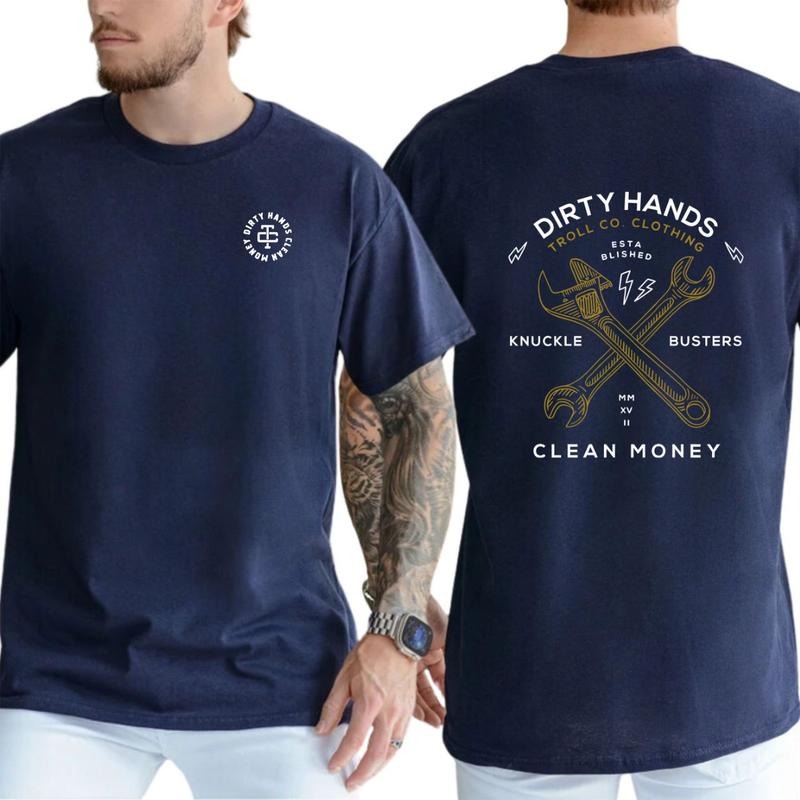 Dirty Hands Tool Co. T-Shirt – Bold Wrench Graphic with “Knuckle Busters Clean Money” Slogan, Built for Hard Workers,...
