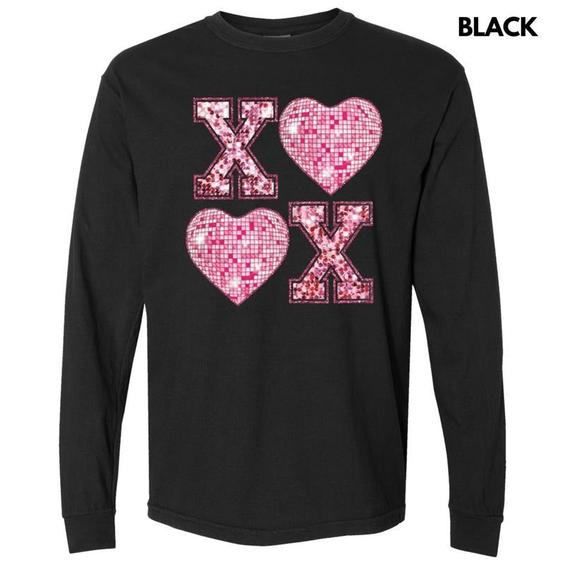 Disco XOXO Hearts Long Sleeve Comfort Colors T-Shirt 'NLB' Hoodie, Sweatshirt | PodTeesHub.com