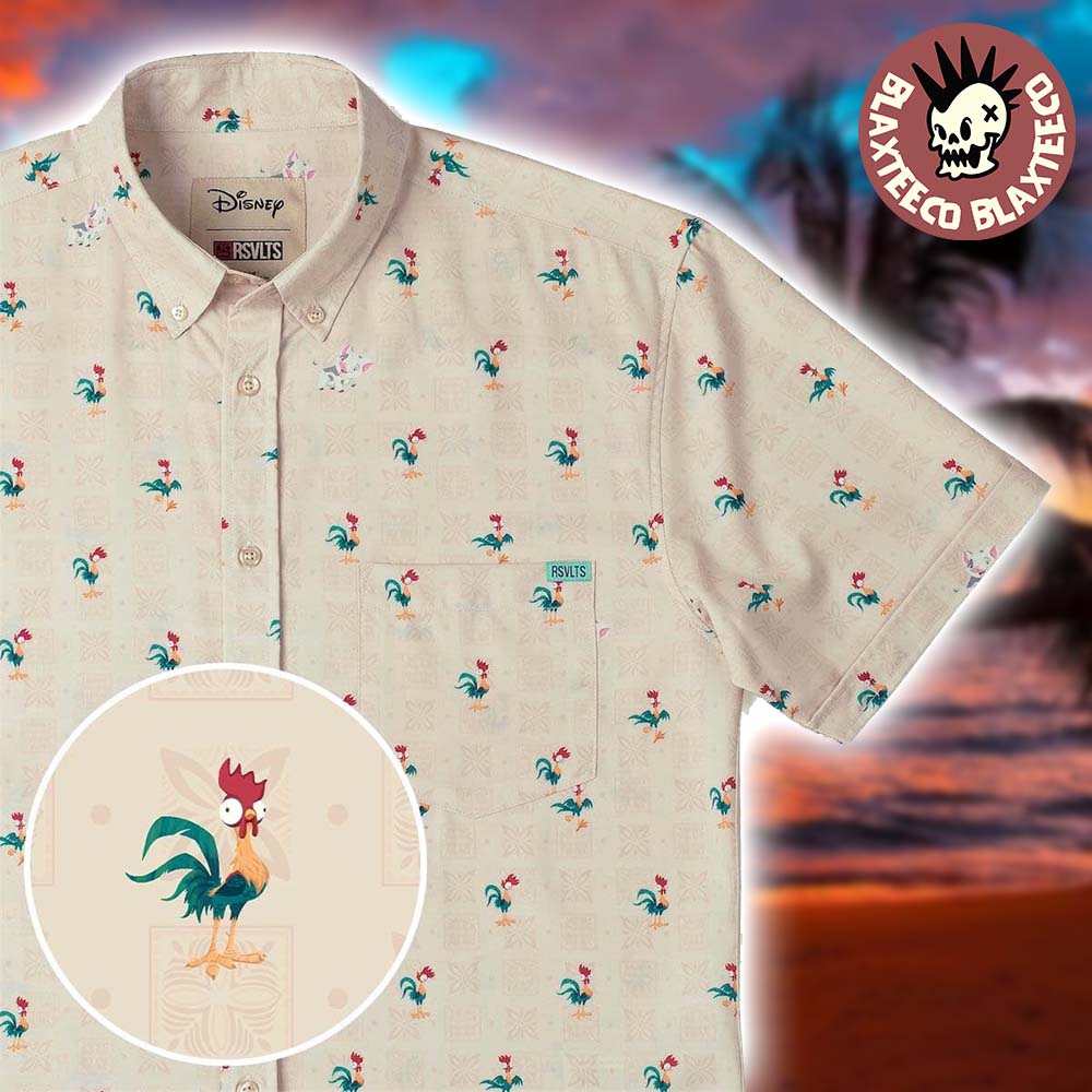 Disney Moana RSVLTS Heihei and Pua Pattern Button Short Sleeve Hawaiian Shirt