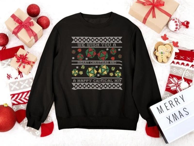 Dnd Christmas Sweatshirt, Dungeons and Dragons Ugly Holiday Shirt, Dungeon master holiday gift, Dnd critmas, Dnd gift for...