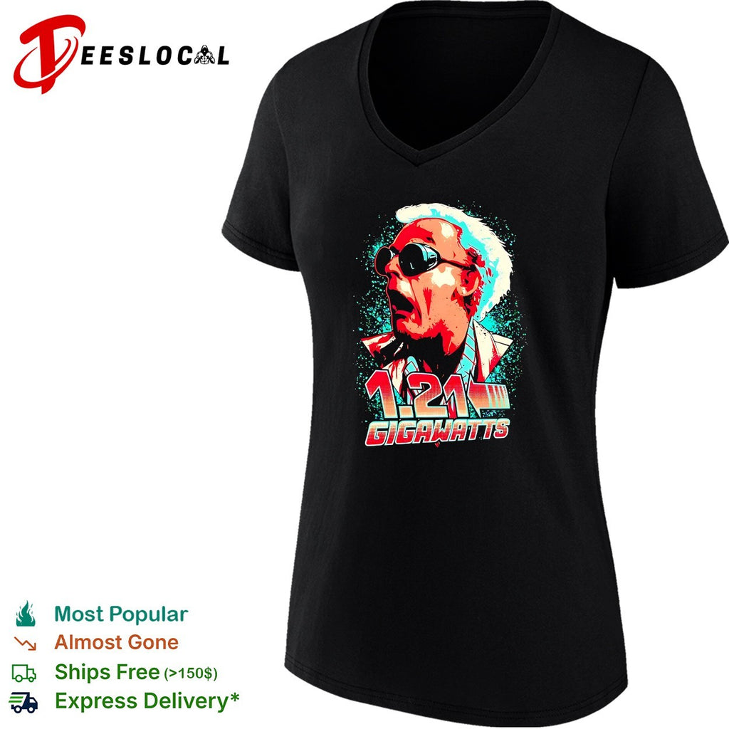 Doc Brown shouting 1 21 gigawatts Back to the Future portrait shirt