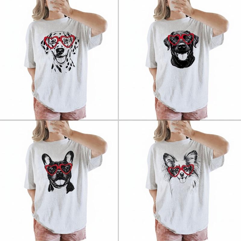 [Dog] #57 Dog Breeds Valentine Heart Glasses T-Shirt Unisex, Custom Dog Mom Gift, Funny Dog Lover Tee, Valentine's Day...