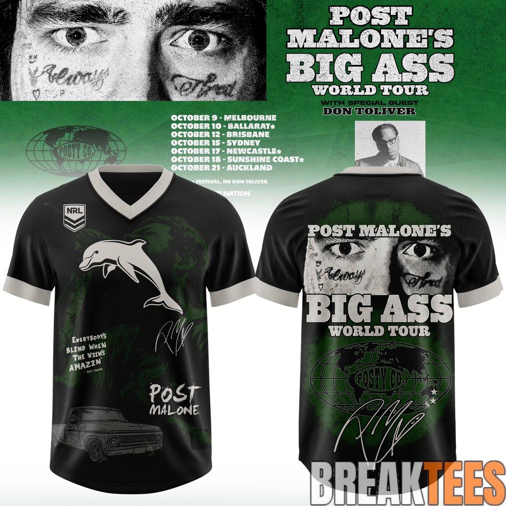 Dolphins x Post Malone Big Ass World Tour 2026 Football Jersey