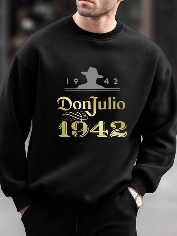 Don Julio 1942 Men's Loose Fit Graphic Sweatshirt, Street Style Fitted Top for Fall & Winter, Trendy Casual Wear...