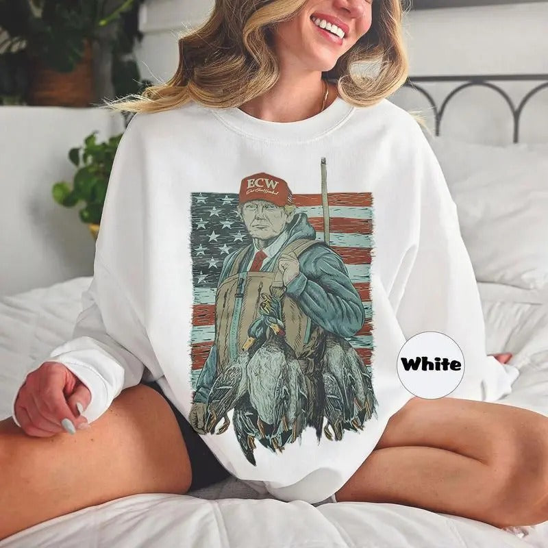 Donald.T Stacks Ducks Sweatshirt, Retro Hunting Sweater - Unisex Sweatshirt Classic Cotton - Graphic Tees For Women And Men
