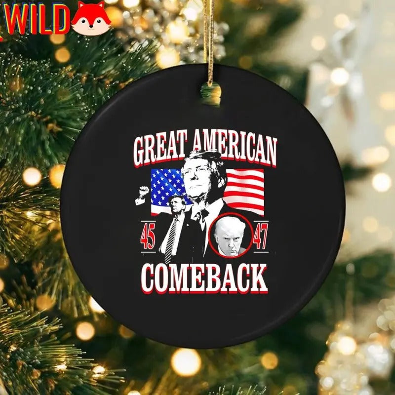 Donald Trump Great American 45 And 47 Comeback ornament T-Shirts, Hoodie, Sweatshirt | PodTeesHub.com