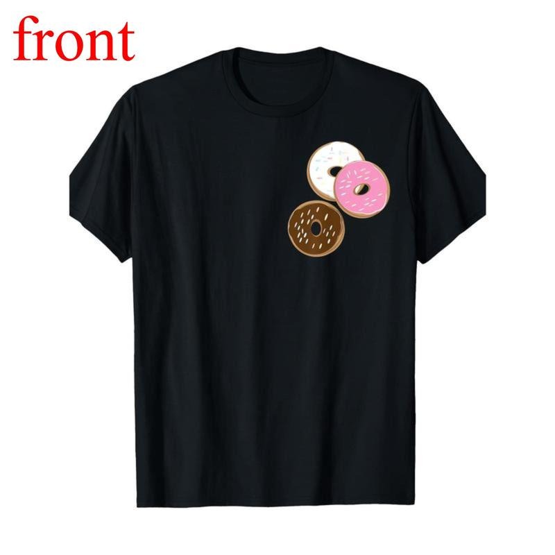 Donut Lover Graphic T-Shirt - 100% 180gsm Heavyweight Crew Neck Short Sleeve, Black with Colorful Sprinkled Donut Print,...