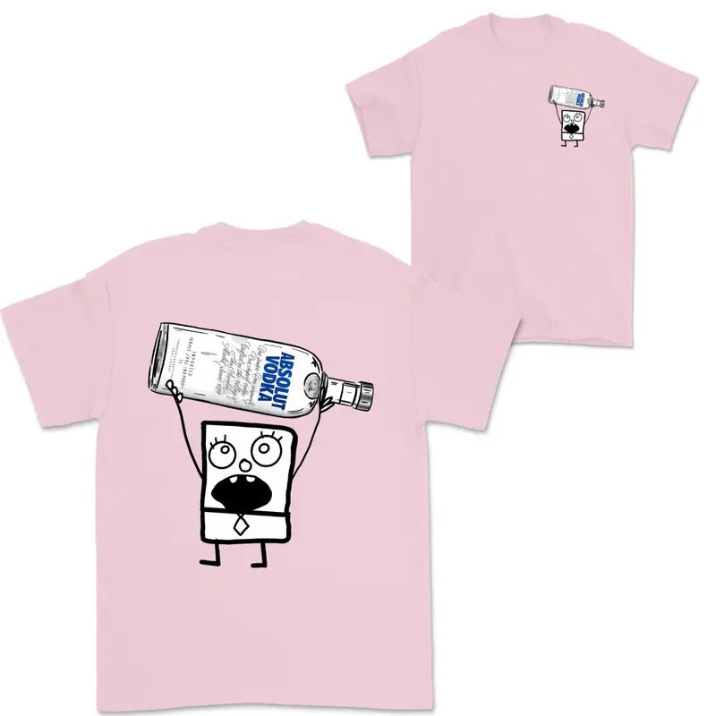 Doodlebob Absolut Vodka 2 Sided T-Shirt, Funny Drinking T-Shirt, Summer T-Shirt, Full Color T-Shirt, Unisex T-Shirt, For...