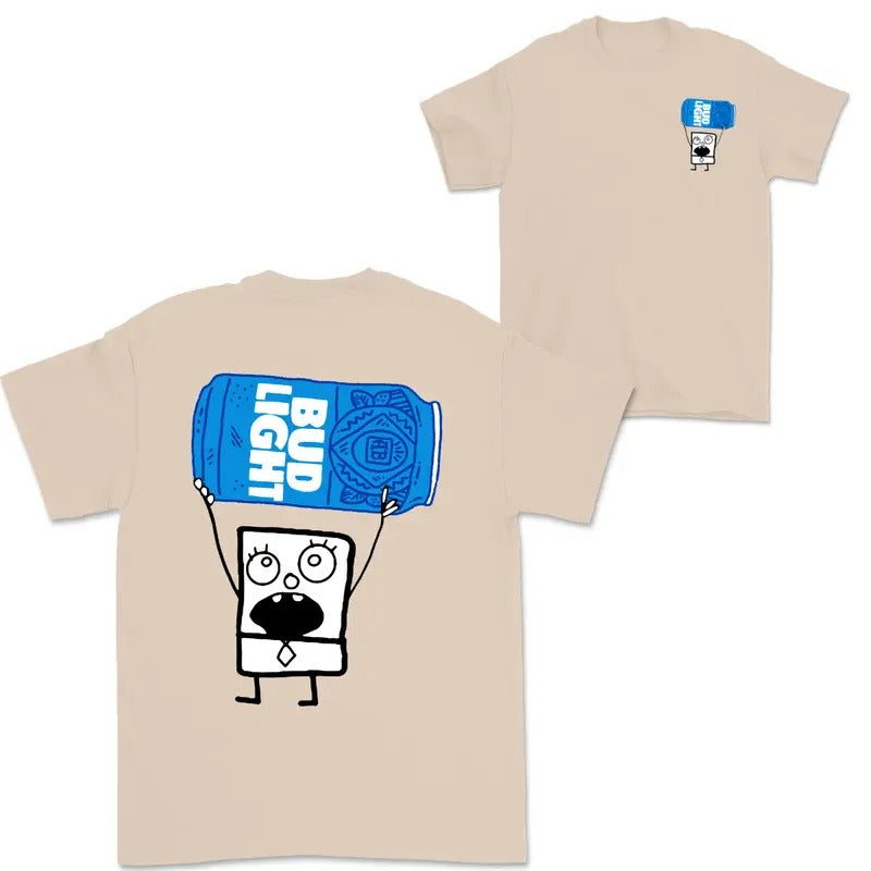 Doodlebob Bud Light  2 Sided T-Shirt, Funny Drinking T-Shirt, Summer T-Shirt, Full Color T-Shirt, Unisex T-Shirt, For...