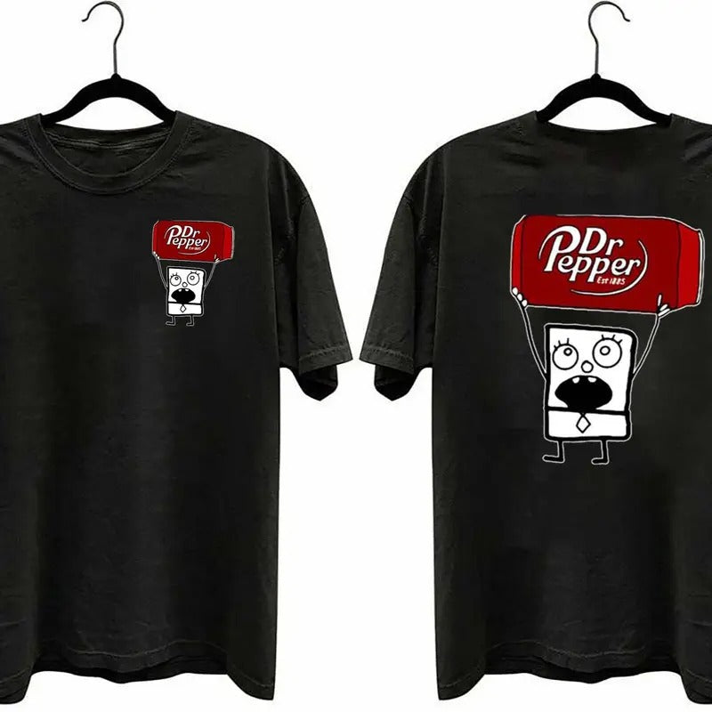Dr Pepper Doodlebob T-shirt , Doodlebob Shirt, Dr Pepper Shirt, Double Sided Graphic Printed Unisex Classic  Cotton...