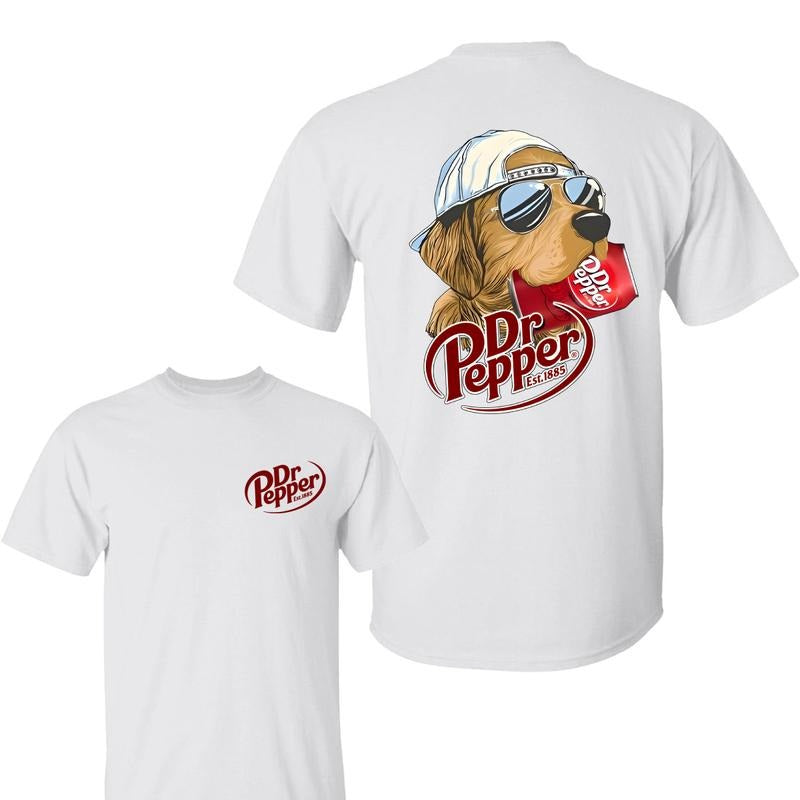 Dr Pepper Golden Dog Graphic Tee, Unisex 2-Sided T-Shirt for Men & Women, Funny Retro Soda Lover Top, Perfect for Casual...