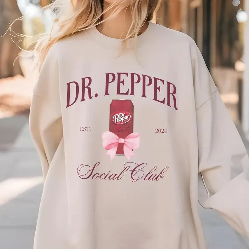Dr Pepper Sweatshirt, Coquette Social Club Vintage Bow Preppy Stuff Girls Trip Soda Sweatshirt, Dr Pepper Social Club Bow...